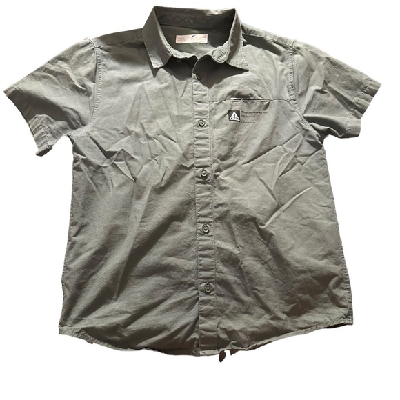 Zara boys size 9 olive green button down short sleeve shirt - Picture 1 of 3